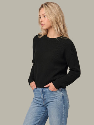 525 America Daphne Cropped Pullover in Black