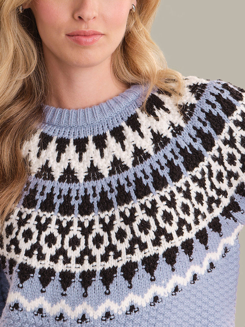 525 America Alora Puff Sleeve Fair Isle Top in Eventide