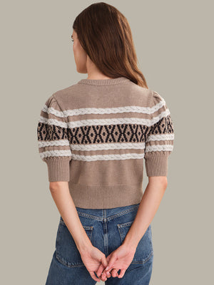 525 America Sylvie Cardigan Top in Toast Combo