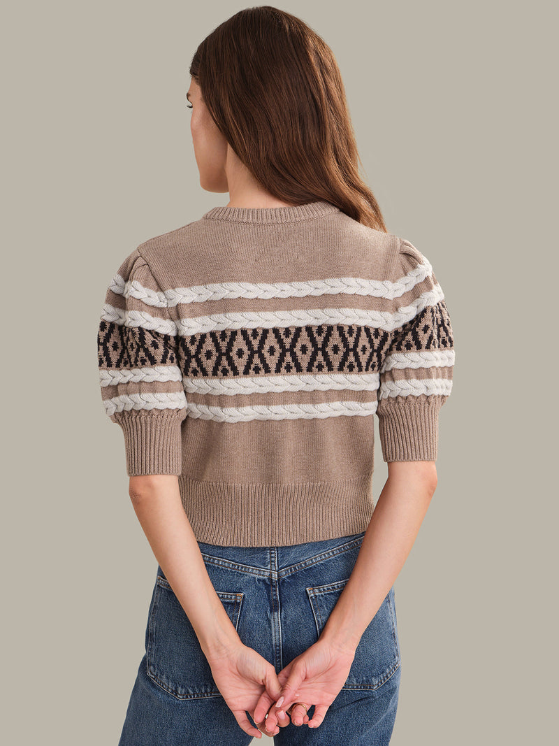 525 America Sylvie Cardigan Top in Toast Combo