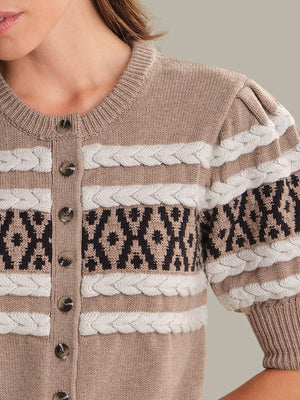 525 America Sylvie Cardigan Top in Toast Combo