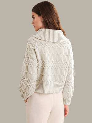 525 America Maureen Cable Cowl Sweater in Oatmeal