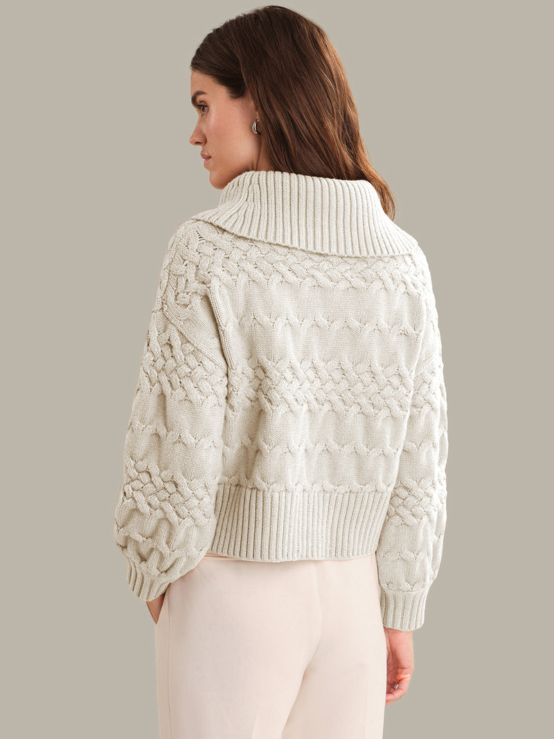 525 America Maureen Cable Cowl Sweater in Oatmeal