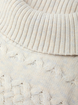 525 America Maureen Cable Cowl Sweater in Oatmeal