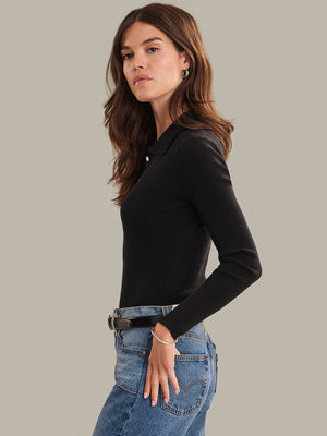 525 America Ginny Long Sleeve Top in Black Beauty