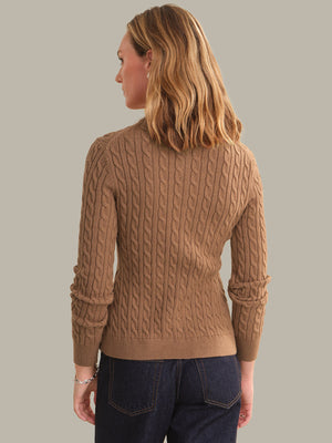 525 America Juliette Cable Split Hemline Cardigan in Carob