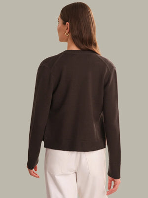 525 America Briony Crew Neck Cardigan in Chocolate Plum