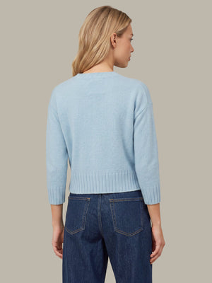 525 America Ellis 3/4 Sleeve Cashmere Pullover in Winter Sky
