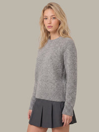525 America Constance Relaxed Crew with Placed Pointelle in Grey Heather Combo