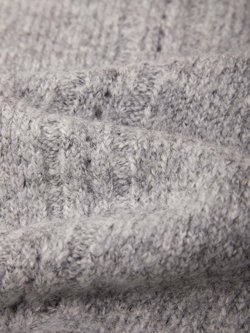 525 America Constance Relaxed Crew with Placed Pointelle in Grey Heather Combo