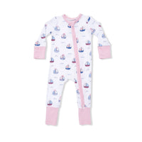 Angel Dear Convertible Romper in Bubbly Sailboats Pink