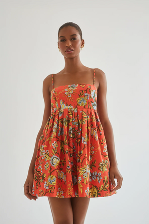 Cara Cara Leo Mini Dress in Clover Orange