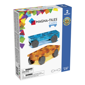 Magna-Tiles Cars 2-Piece Expansion Set:  Blue & Orange