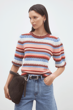 SUNCOO Paris Panaca Knit Top in Multicolor Tile