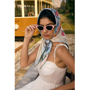 Jessie Zhao New York Double Sided Silk Scarf in Flowers Daydreams