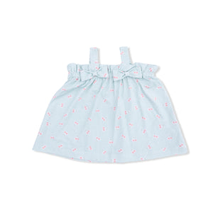 Angel Dear Bow Top and Bloomer in Tiny Cherry Stripe