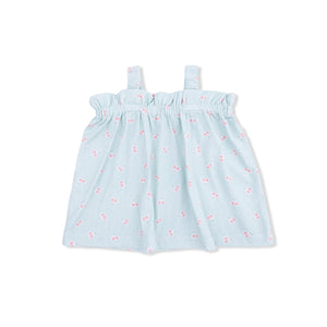 Angel Dear Bow Top and Bloomer in Tiny Cherry Stripe