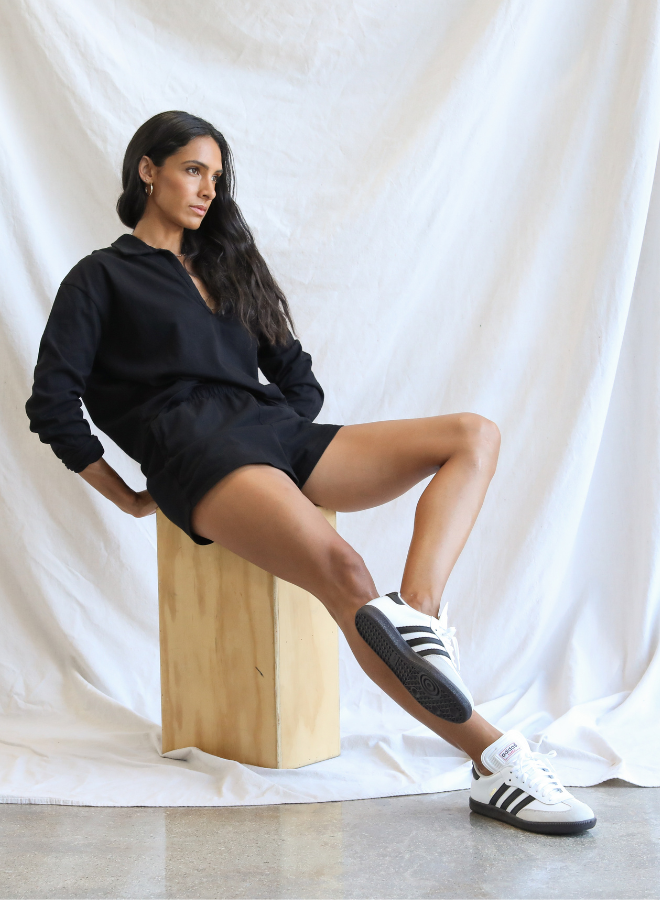 perfectwhitetee Alison Tennessee Jersey Collared Shirt in Navy