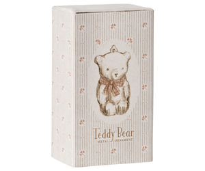 Maileg Metal Teddy Bear Ornament in Off-White/Rose