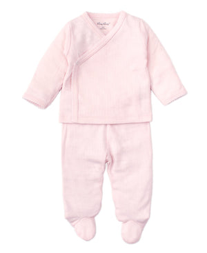 Kissy Kissy Pointelle Cross Tee & Pant Set in Light Pink