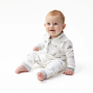 Angel Dear Zip Neck Romper in Vintage Airplane Pilots