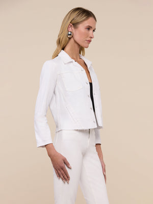 L'Agence Janelle Slim Raw Jacket in Blanc