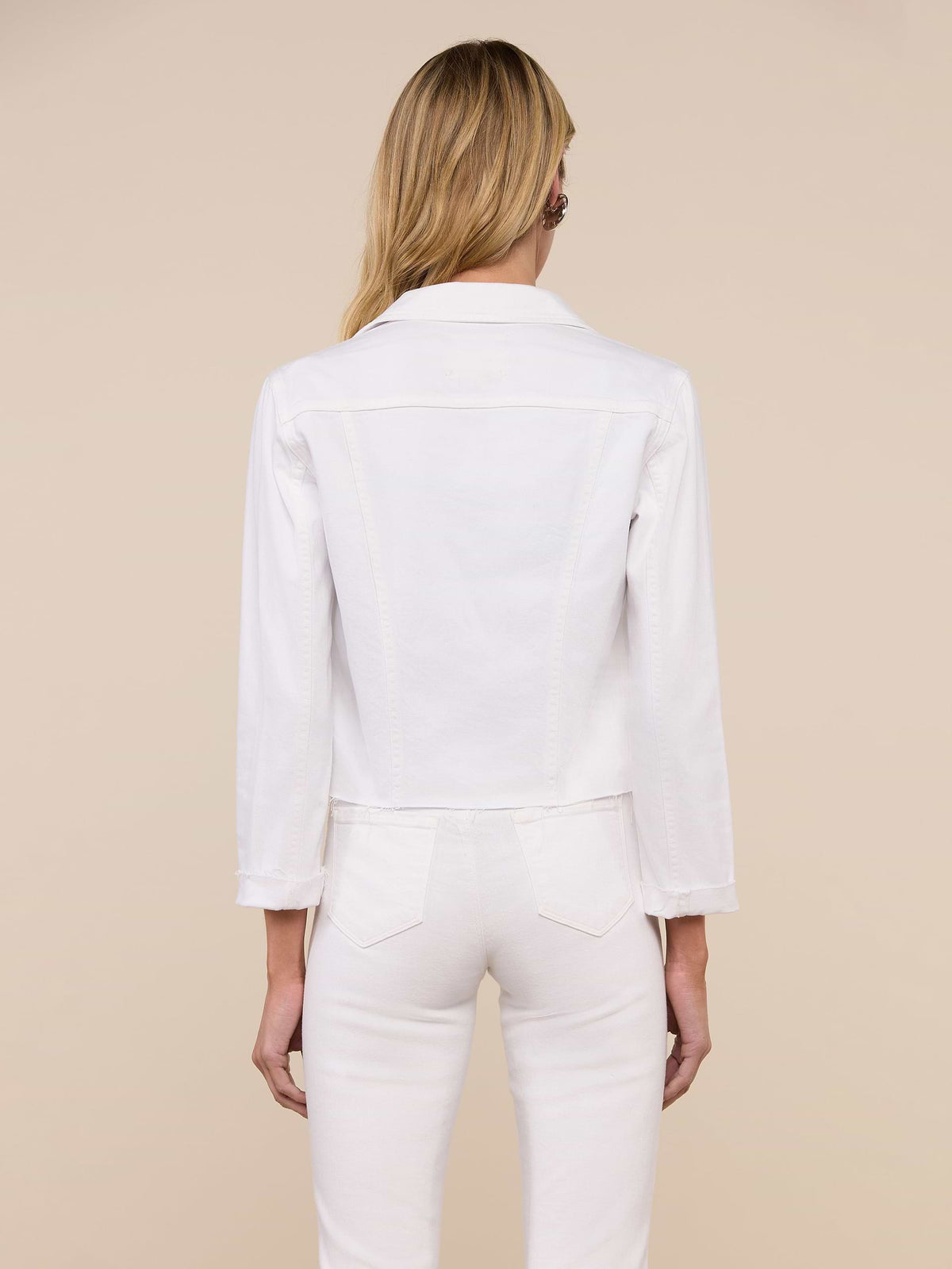 L'Agence Janelle Slim Raw Jacket in Blanc