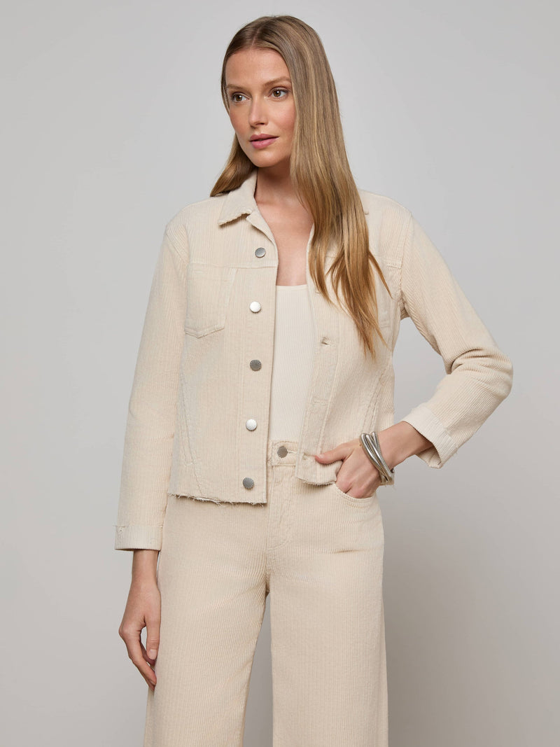 L'Agence Janelle Corduroy Jacket in French Vanilla