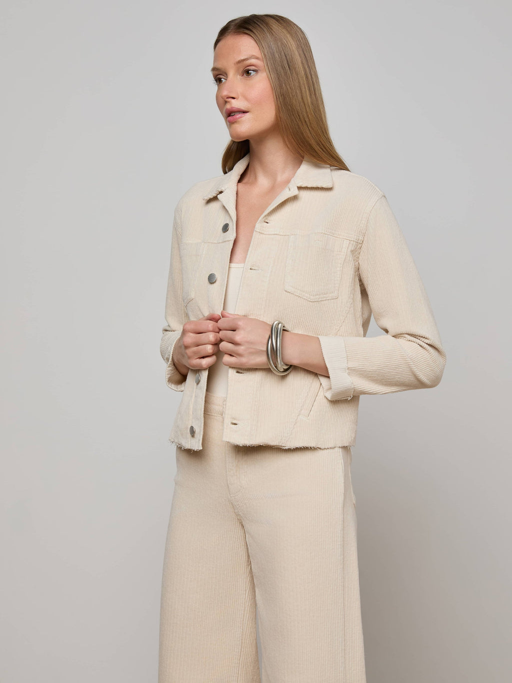 L'Agence Janelle Corduroy Jacket in French Vanilla