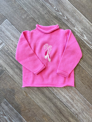 A Soft Idea Ballet Slippers Roll Neck Sweater in Hot Pink