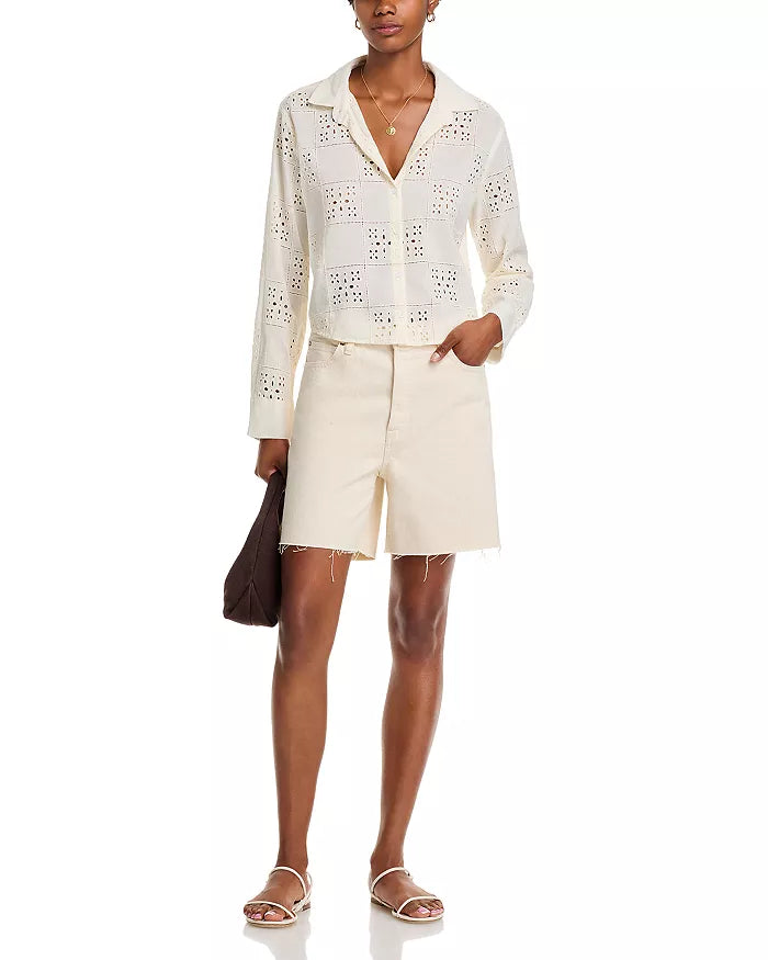 Bella Dahl Contrast Button Down Top in Ivory