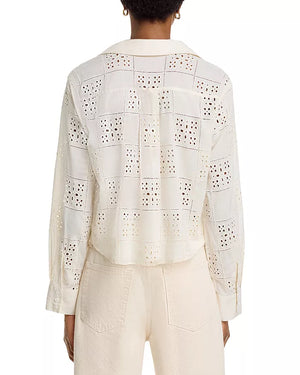 Bella Dahl Contrast Button Down Top in Ivory