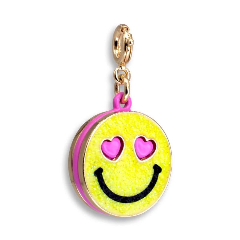 Charm It! Gold Glitter Smiley Face Charm