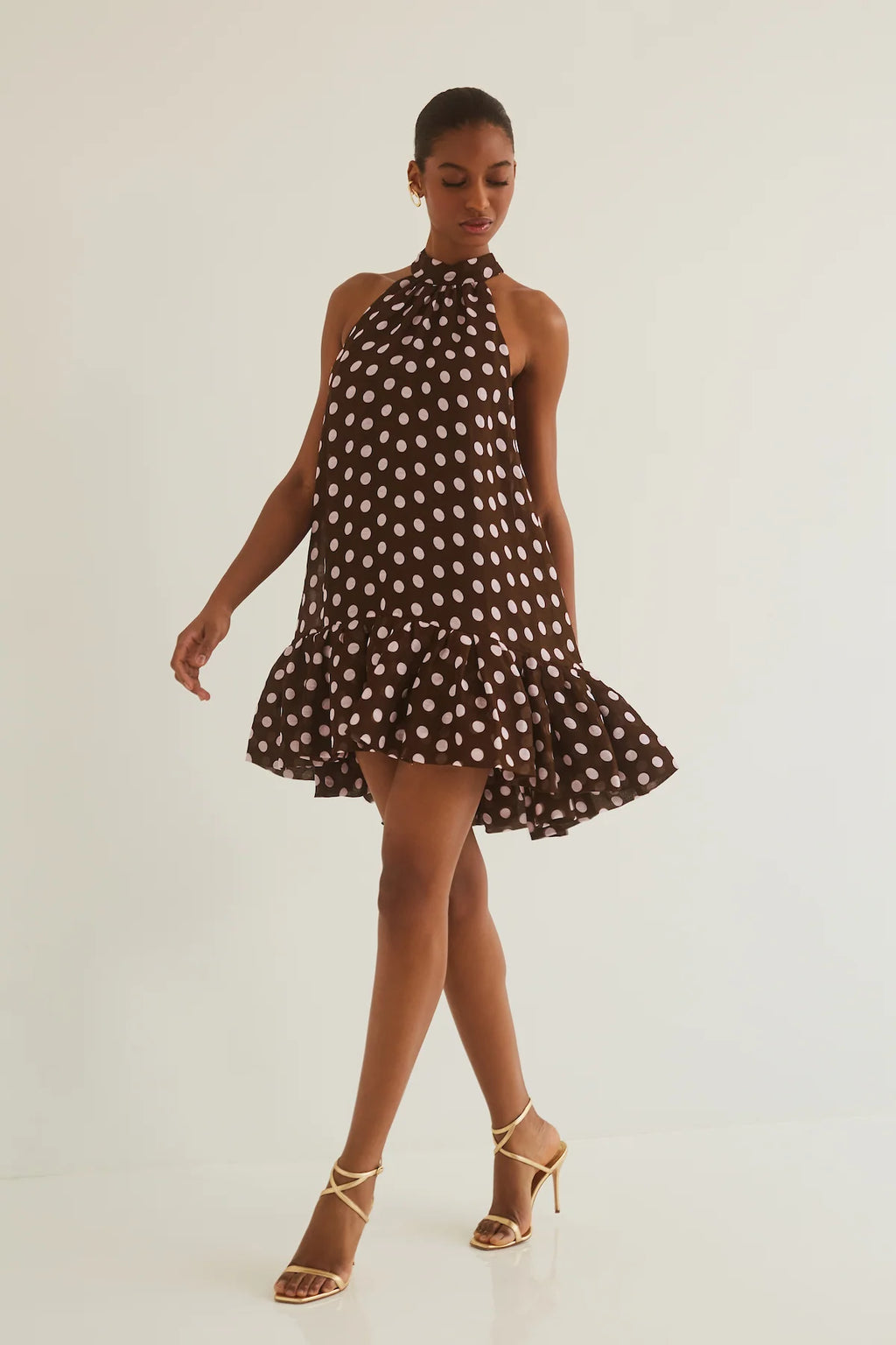 Cara Cara Arca Mini Dress in Joelle Dot Brown