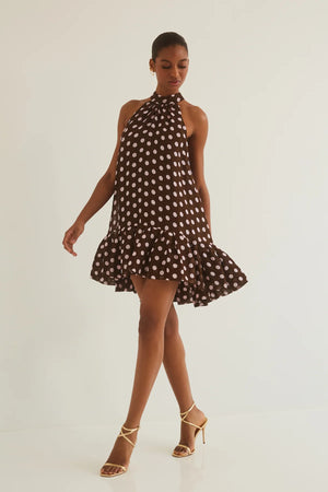 Cara Cara Arca Mini Dress in Joelle Dot Brown
