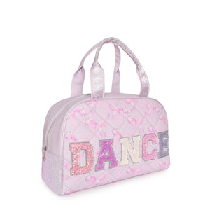 OMG Accessories DANCE Quilted Floral Bow Print Medium Duffle Bag