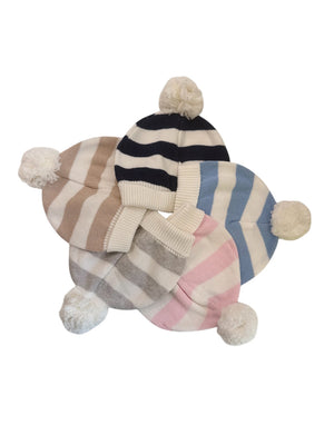 A Soft Idea Striped Pom Pom Baby Hat - Multiple Colors!