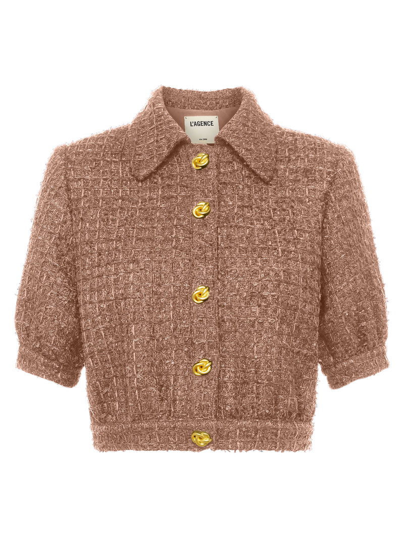 L'Agence Cove Crop Shirt Jacket in Cappuccino
