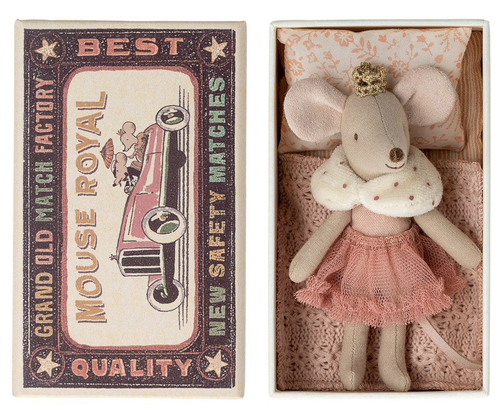 Maileg Princess Little Sister Mouse in a Box Dressed in Pink