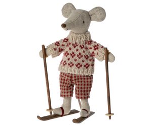 Maileg Winter Mouse with Ski Set - Mum