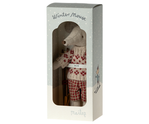 Maileg Winter Mouse with Ski Set - Mum