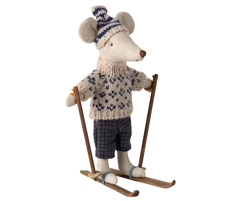 Maileg Winter Mouse with Ski Set - Dad