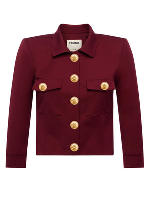 L'Agence Kumi Cropped Jacket in Black Cherry