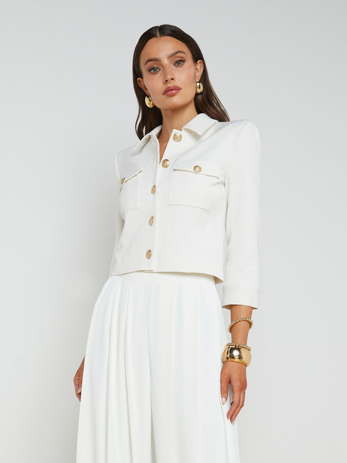 L'Agence Kumi Cropped Jacket in White