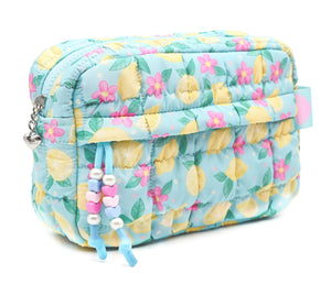OMG Accessories Quilted Scrunchies Lemon Floral Printed Pouch
