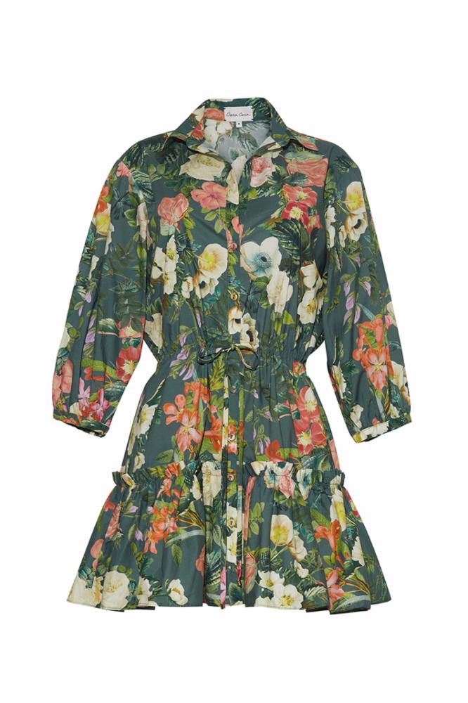 Cara Cara Robin Dress in Olive Kingston Floral
