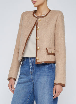 L'Agence Zaya Trim Jacket in Cappuccino / Gold Stripe