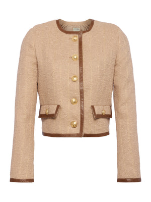 L'Agence Zaya Trim Jacket in Cappuccino / Gold Stripe