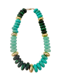 Gemelli - Rowell Beaded Disc Necklace- Turquoise Mix
