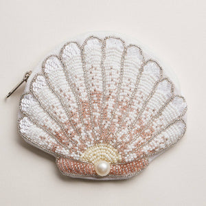 Frem Seashell Beaded Coin Purse with Pearl Accent
